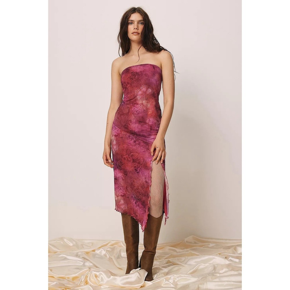 Urban Outfitters Y2K Floral Butterfly Fairy Mesh Stretchy Strapless Dress